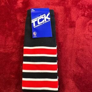 TCK‎ 300 Baseball Stirrups Large Black Red White Striped USA Made Twin City Knit